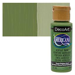 DecoArt Americana Acrylic Paint - Hauser Medium Green, 2 oz bottle and swatch