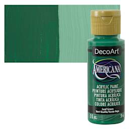 DecoArt Americana Acrylic Paint - Leaf Green, 2 oz bottle and swatch