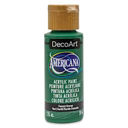 DecoArt Americana Acrylic Paint - Forest Green, 2 oz Swatch with bottle (Front of bottle)