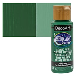 DecoArt Americana Acrylic Paint - Forest Green, 2 oz bottle and swatch