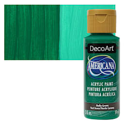 DecoArt Americana Acrylic Paint - Holly Green, 2 oz bottle and swatch