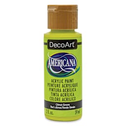 DecoArt Americana Acrylic Paint - Citron Green (Transparent), 2 oz (Front of bottle)