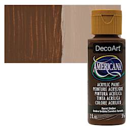 DecoArt Americana Acrylic Paint - Burnt Umber, 2 oz bottle and swatch