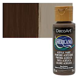 DecoArt Americana Acrylic Paint - Raw Umber, 2 oz bottle and swatch