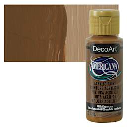 DecoArt Americana Acrylic Paint - Milk Chocolate, 2 oz bottle and swatch
