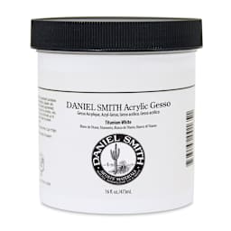 Daniel Smith Acrylic Gesso - Front of 16 oz Titanium White Jar shown