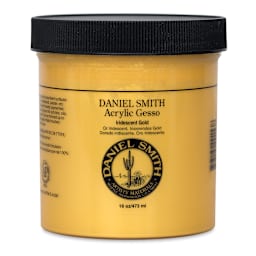 Daniel Smith Acrylic Gesso - Front of 16 oz Iridescent Gold Jar shown