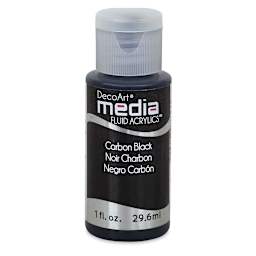 DecoArt Media Fluid Acrylics - Front of 1 oz bottle of Carbon Black

