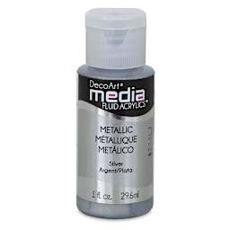 DecoArt Media Fluid Acrylics - Front of 1 oz bottle of Metallic Silver
