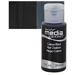 Deco Art Media Fluid Acrylic - Carbon Black 1 oz Bottle and swatch