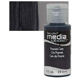 Deco Art Media Fluid Acrylic - Paynes Gray 1 oz Bottle and swatch