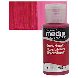Deco Art Media Fluid Acrylic - Primary Magenta 1 oz Bottle and swatch