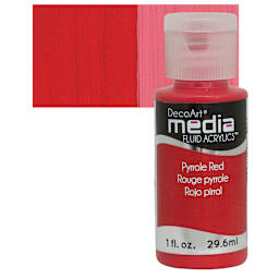 Deco Art Media Fluid Acrylic - Pyrrole Red 1 oz Bottle and swatch