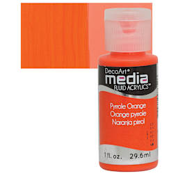 Deco Art Media Fluid Acrylic - Pyrrole Orange 1 oz Bottle and swatch