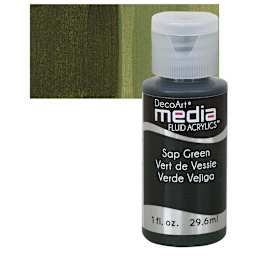 Deco Art Media Fluid Acrylic - Sap Green 1 oz Bottle and swatch