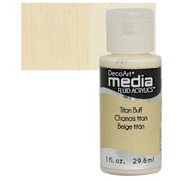 Deco Art Media Fluid Acrylic - Titanium Buff 1 oz Bottle and swatch