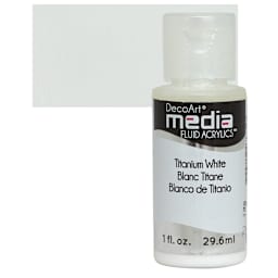 Deco Art Media Fluid Acrylic - Titanium White 1 oz Bottle and swatch
