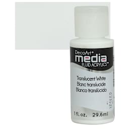 Deco Art Media Fluid Acrylic - Translucent White 1 oz Bottle and swatch