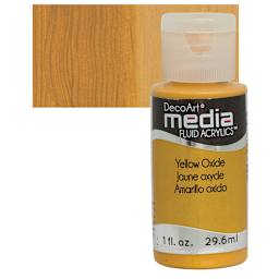 Deco Art Media Fluid Acrylic - Yellow Oxide 1 oz Bottle and swatch