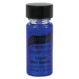 GlitterGlam Liquid Skin Sparkle - Front view of Blue Blast bottle