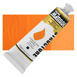 Matisse Structure Paint - Cadmium-Free Orange, 75 ml Tube and Swatch