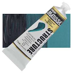 Matisse Structure Paint - South Ocean Blue, 75 ml tube and swatch