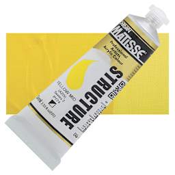 Matisse Structure Paint - Yellow Mid Azo, 75 ml tube and swatch