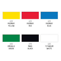 Liquitex Acrylic Gouache - Primaries, Set of 6 color swatches