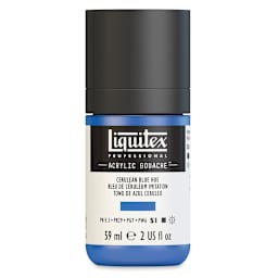 Liquitex Professional Acrylic Gouache - Cerulean Blue Hue. Front of jar.