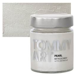 Tommy Art Mineral Paint - Pearl (Metallic), 140 ml jar and swatch