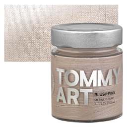 Tommy Art Mineral Paint - Blush Pink (Metallic), 140 ml jar and swatch