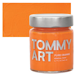 Tommy Art Mineral Paint - Pure Orange, 140 ml jar and swatch