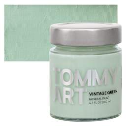 Tommy Art Mineral Paint - Vintage Green, 140 ml jar and swatch