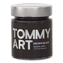 Tommy Art Mineral Paint - Front of 140 ml Jar of Brown Black paint