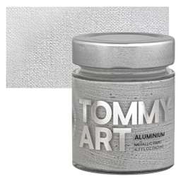 Tommy Art Mineral Paint - Aluminum (Metallic), 140 ml jar and swatch