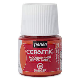 Pebeo Ceramic Paint - Front of 45 ml bottle of Cherry Red paint
