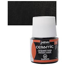 Pebeo Ceramic Paint - Black, 45 ml bottle and swatch