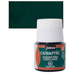 Pebeo Ceramic Paint - Emerald, 45 ml bottle and swatch