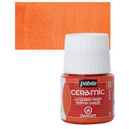 Pebeo Ceramic Paint - Orange, 45 ml bottle and swatch