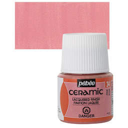 Pebeo Ceramic Paint - Pink, 45 ml bottle and swatch