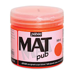Pebeo Mat Pub Acrylic Paint - Fluorescent Orange, 140 ml