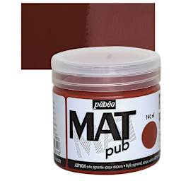 Pebeo Mat Pub Acrylic Paint - Burnt Sienna, 140 ml jar and swatch