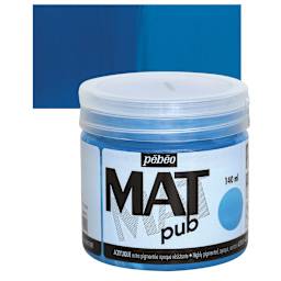 Pebeo Mat Pub Acrylic Paint - Cyan Blue, 140 ml jar and swatch