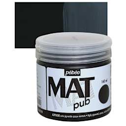 Pebeo Mat Pub Acrylic Paint - Ivory Black, 140 ml jar and swatch