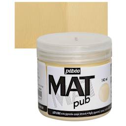 Pebeo Mat Pub Acrylic Paint - Ivory, 140 ml jar and swatch