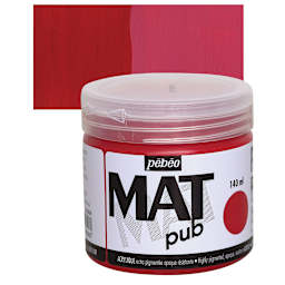 Pebeo Mat Pub Acrylic Paint - Magenta Red, 140 ml jar and swatch
