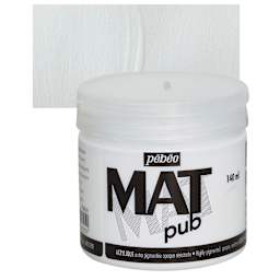 Pebeo Mat Pub Acrylic Paint - Permanent White, 140 ml jar and swatch
