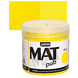 Pebeo Mat Pub Acrylic Paint - Primary Yellow, 140 ml jar and swatch