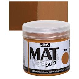 Pebeo Mat Pub Acrylic Paint - Raw Sienna, 140 ml jar and swatch