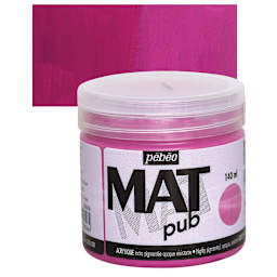 Pebeo Mat Pub Acrylic Paint - Tyrian Pink, 140 ml jar and swatch